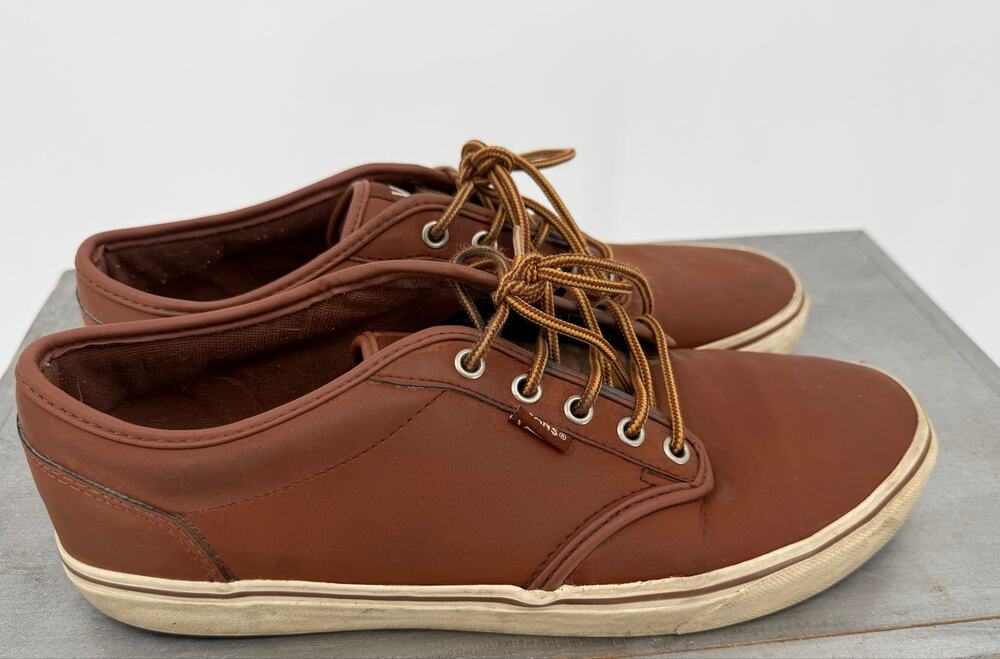 Vans Authentic Leather Brown Low Top Sneakers Men's Size 11.5
